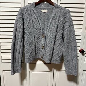 Lucky Brand Gray Cable Knit Cardigan